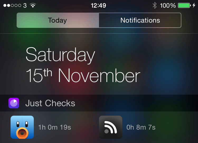 The Just Checks Today Widget